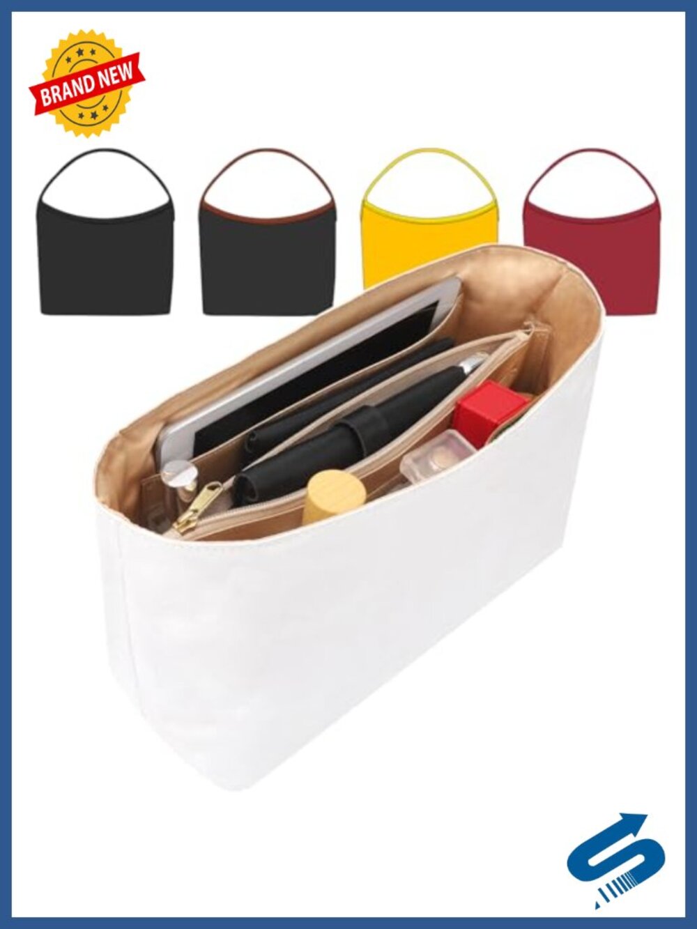 Dupont Paper Handbag Organizer Insert Tote Purse Shaper Makeup Bag Liner